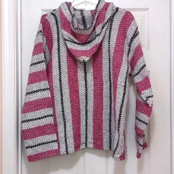 NWT Baja Joe Red and Gray Mexican  Hooded Pullover Size L - Picture 3 of 5